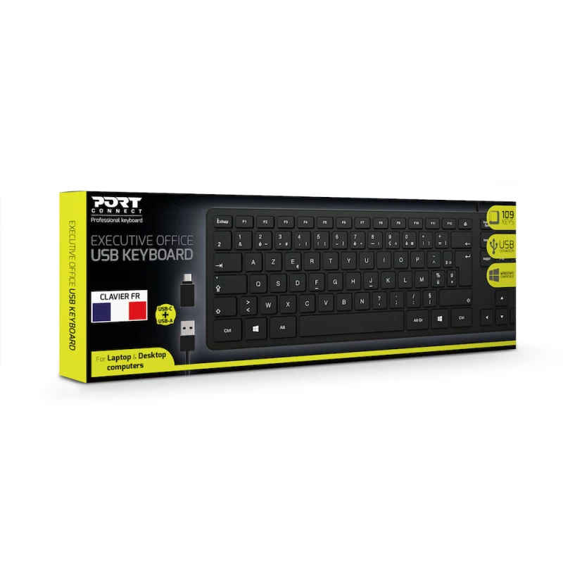 PORT Designs PORT Connect Πληκτρολόγιο - USB, USB-C - Γαλλικό AZERTY - Μαύρο