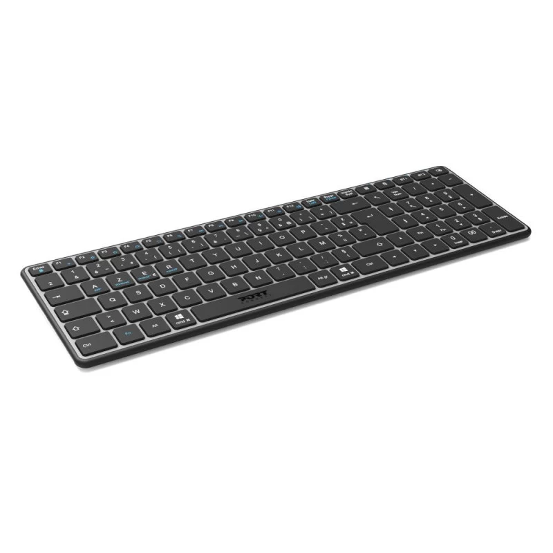 PORT Designs FR - Πληκτρολόγιο Compact Pro Επαναφορτιζόμενο Bluetooth AZERTY Μαύρο