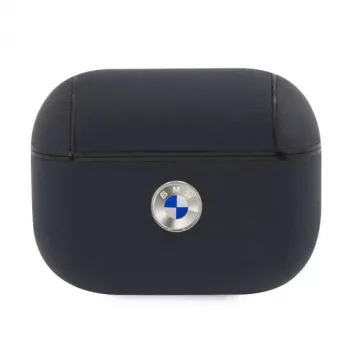 BMW Θήκη AirPods Pro Navy Γνήσιο Δέρμα Ασημί Λογότυπο