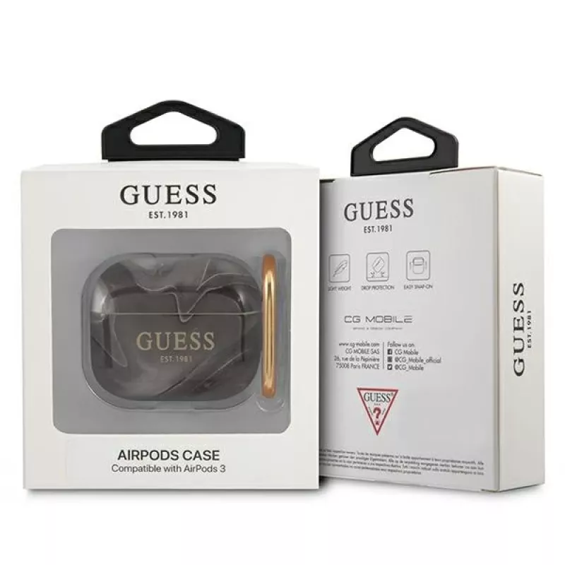 Guess GUA3UNMK Θήκη AirPods 3 Μαύρη Marble Collection