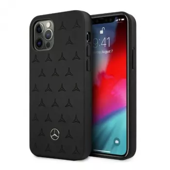 Mercedes-Benz Σκληρή Θήκη για iPhone 12 Pro Max 6,7 ίντσες Δέρμα Stars Pattern Μαύρη