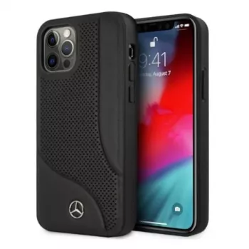 Mercedes-Benz Σκληρή Θήκη για iPhone 12 Pro Max 6,7 ίντσες Μαύρο Δέρμα με Διάτρηση