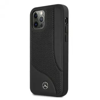 Mercedes-Benz Σκληρή Θήκη για iPhone 12 Pro Max 6,7 ίντσες Μαύρο Δέρμα με Διάτρηση
