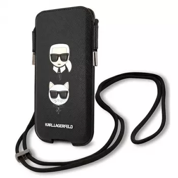 Karl Lagerfeld Ikonik Karl & Choupette Head Σκληρή Θήκη για iPhone 12 / 12 Pro 6,1 ίντσες - Μαύρη