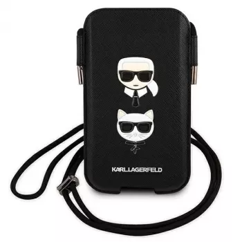 Karl Lagerfeld Ikonik Karl & Choupette Head Σκληρή Θήκη για iPhone 12 / 12 Pro 6,1 ίντσες - Μαύρη