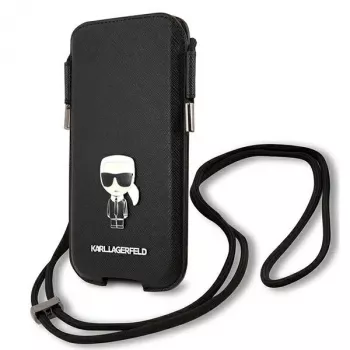 Karl Lagerfeld Saffiano Ikonik Karl Σκληρή Θήκη για iPhone 12/12 Pro 6,1 ίντσες - Μαύρη