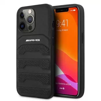 AMG AMHCP13LGSEBK Σκληρή Θήκη iPhone 13 Pro / 13 6.1 Μαύρη Δέρμα Debossed Lines
