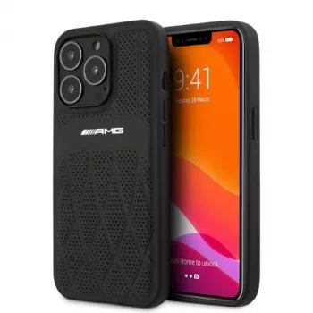 AMG AMHCP13LOSDBK Σκληρή Θήκη iPhone 13 Pro Δέρμα Curved Lines Μαύρη