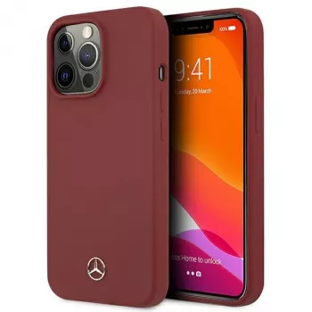 MERCEDES-BENZ MEHCP13LSILRE Silicone Line Σκληρή Θήκη για iPhone 13 Pro / 13 6,1 ίντσες Κόκκινη