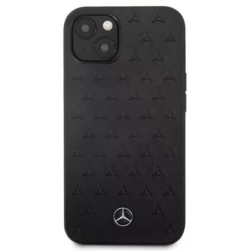 Mercedes-Benz Σκληρή Θήκη iPhone 13 Mini Δέρμα Stars Pattern Μαύρη