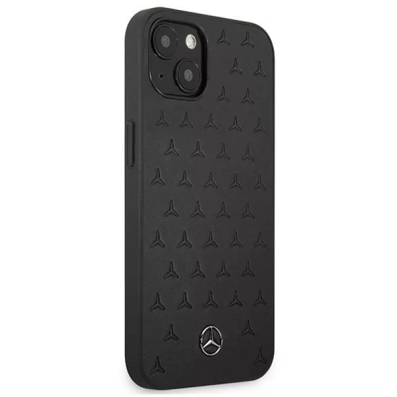 Mercedes-Benz Σκληρή Θήκη iPhone 13 Mini Δέρμα Stars Pattern Μαύρη