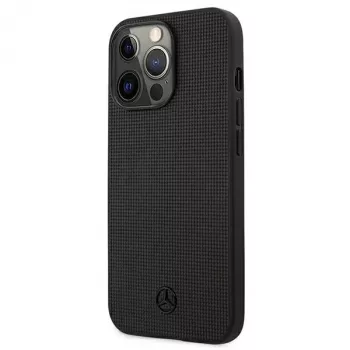 Mercedes-Benz MEHCP13LMBLBK Σκληρή Θήκη iPhone 13 Pro /13 6,1 ίντσες Μαύρη Δέρμα Meshed Metal Logo