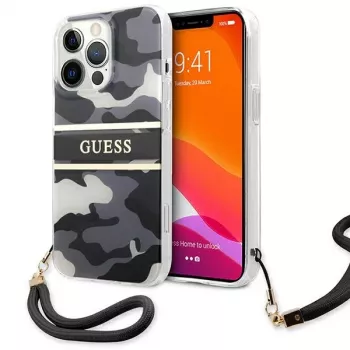 Guess GUHCP13XKCABBK Σκληρή Θήκη iPhone 13 Pro Max Camo Strap Collection Μαύρη