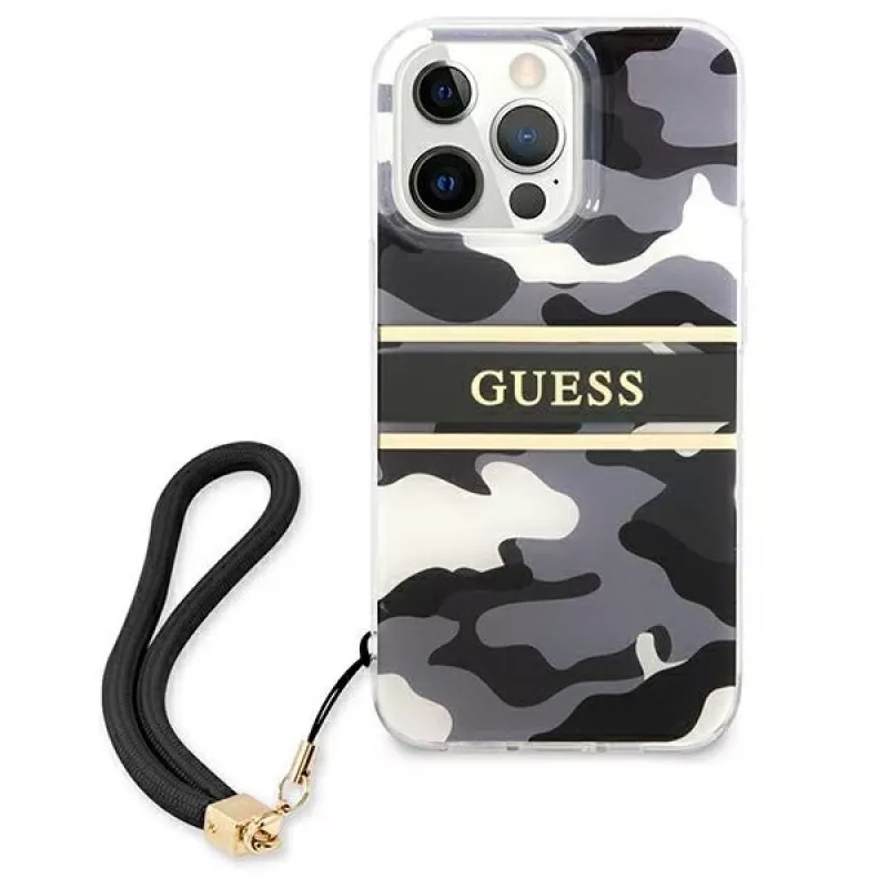 Guess GUHCP13XKCABBK Σκληρή Θήκη iPhone 13 Pro Max Camo Strap Collection Μαύρη