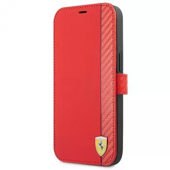 Ferrari FESAXFLBKP13SRE On Track Carbon Stripe Θήκη Βιβλίου για iPhone 13 mini, Κόκκινη