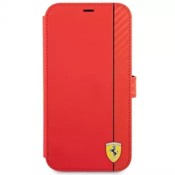 Ferrari FESAXFLBKP13SRE On Track Carbon Stripe Θήκη Βιβλίου για iPhone 13 mini, Κόκκινη
