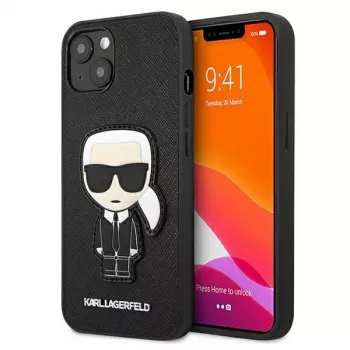 Karl Lagerfeld KLHCP13SOKPK Σκληρή Θήκη iPhone 13 Mini 5,4 ίντσες Μαύρη Saffiano Ikonik Karl Patch