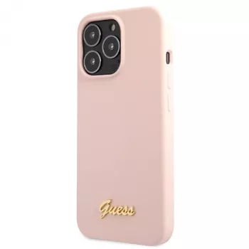 Guess Silicone Script Gold Logo Σκληρή Θήκη για Apple iPhone 13 Pro Max 6,7 ίντσες - Ανοιχτό Ροζ