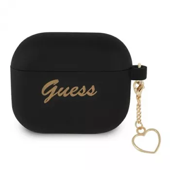 Guess GUA3LSCHSK Θήκη AirPods 3 μαύρη σιλικόνης Charm Heart Collection