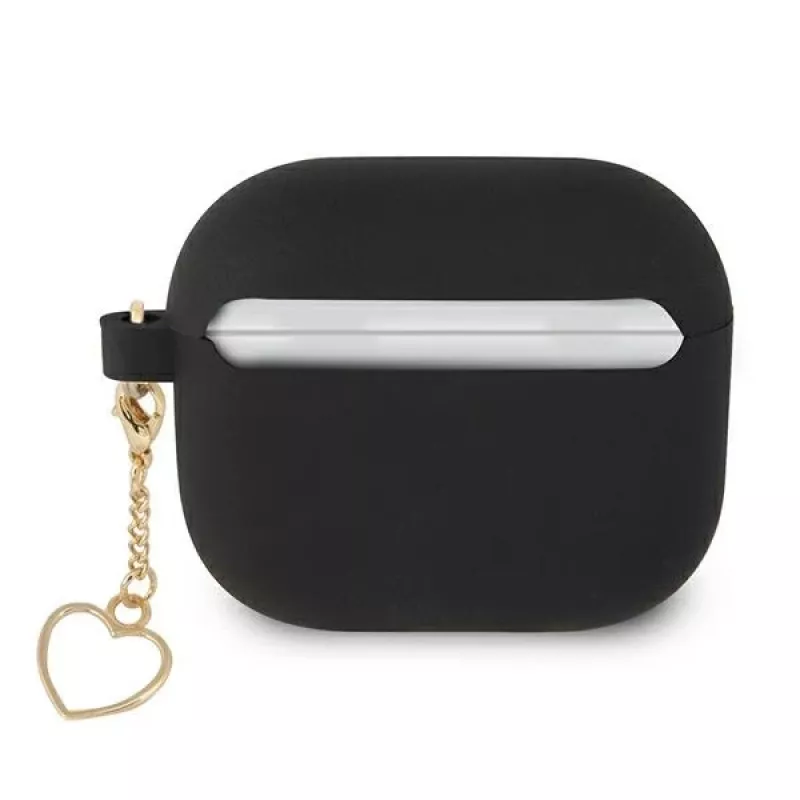 Guess GUA3LSCHSK Θήκη AirPods 3 μαύρη σιλικόνης Charm Heart Collection