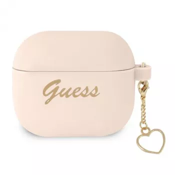 Guess GUA3LSCHSP Θήκη σιλικόνης Charm Heart Collection για Apple AirPods 3ης γενιάς - ροζ