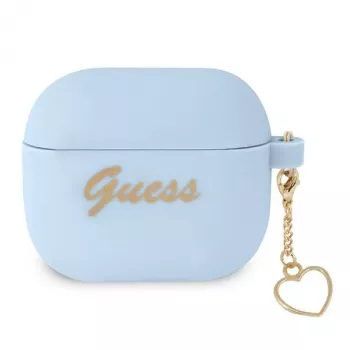 Guess GUA3LSCHSB Θήκη σιλικόνης Charm Heart Collection για AirPods 3, μπλε