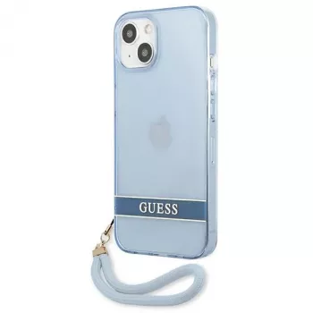 Guess GUHCP13SHTSGSB iPhone 13 mini 5,4 inch μπλε ημιδιαφανής σκληρή θήκη με λουράκι