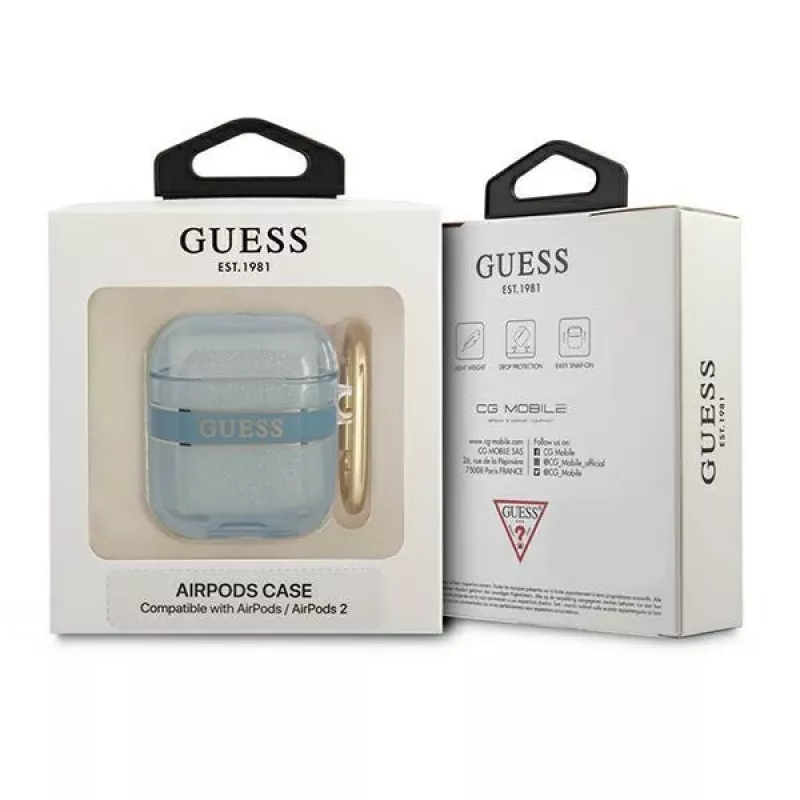 Guess GUA2HHTSB Θήκη AirPods 1/2 μπλε Strap Collection
