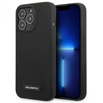 Karl Lagerfeld KLHCP13LSLMP1K iPhone 13 Pro / 13 6.1 σκληρή θήκη μαύρη σιλικόνης με πλάκα