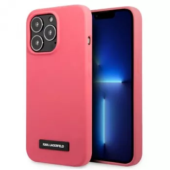Karl Lagerfeld Σκληρή θήκη σιλικόνης με πλάκα για iPhone 13 Pro / 13 6,1 inch - φούξια