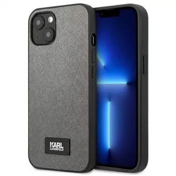 Karl Lagerfeld Σκληρή θήκη Saffiano με πλάκα για Apple iPhone 13 Mini 5,4 inch - ασημί