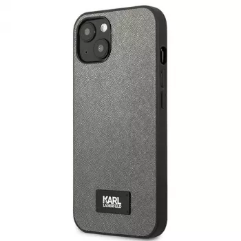 Karl Lagerfeld Σκληρή θήκη Saffiano με πλάκα για Apple iPhone 13 Mini 5,4 inch - ασημί