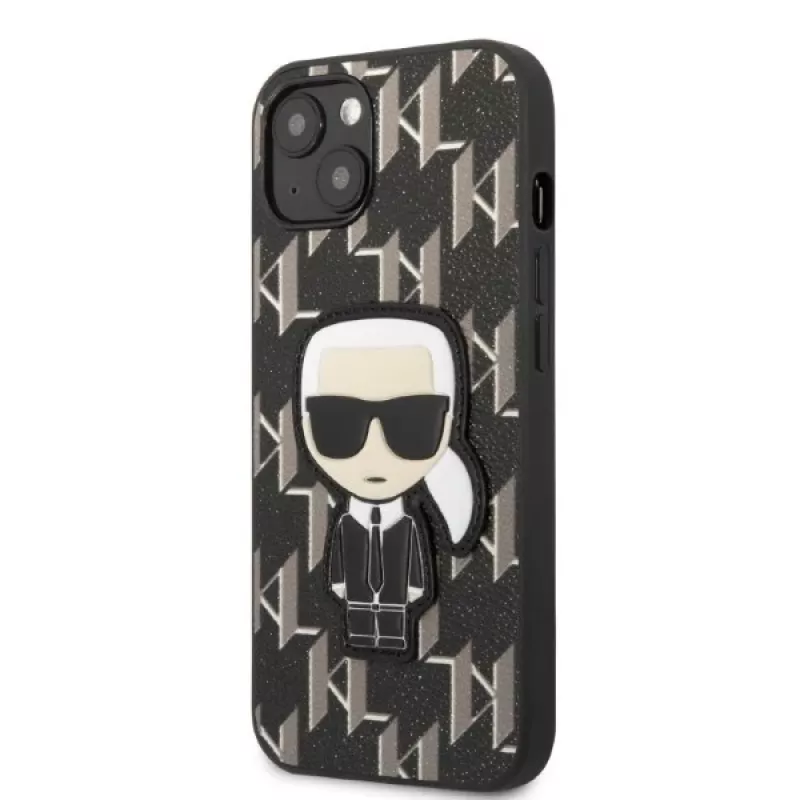 Karl Lagerfeld KLHCP13SPMNIKBK iPhone 13 mini 5.4 σκληρή θήκη μαύρη Monogram Ikonik Patch