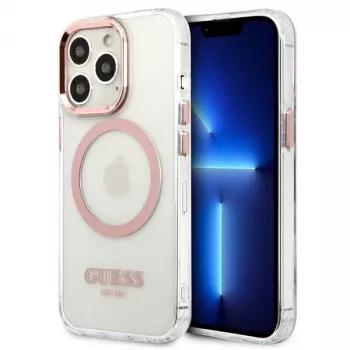 Guess Metal Outline MagSafe Σκληρή θήκη για iPhone 13 Pro / 13 6,1 inch - ροζ