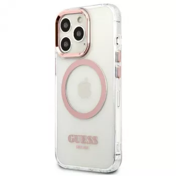 Guess Metal Outline MagSafe Σκληρή θήκη για iPhone 13 Pro / 13 6,1 inch - ροζ