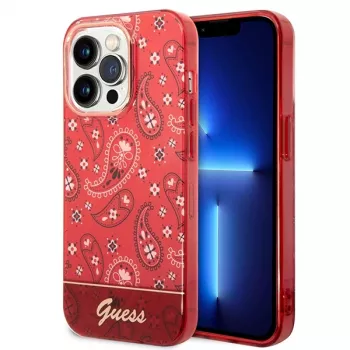Guess GUHCP14LHGBNHR Σκληρή θήκη Bandana Paisley για Apple iPhone 14 Pro 6,1 inch κόκκινη