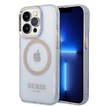 Guess Gold Outline Translucent Σκληρή θήκη για Apple iPhone 14 Pro 6,1 inch - μωβ