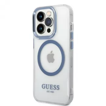 Guess Metal Outline MagSafe Σκληρή θήκη για Apple iPhone 14 Pro Max 6,7 inch - μπλε