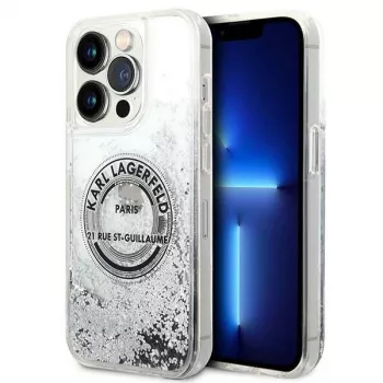 Karl Lagerfeld KLHCP14XLCRSGRS Liquid Glitter Σκληρή θήκη για Apple iPhone 14 Pro Max 6,7 inch ασημί
