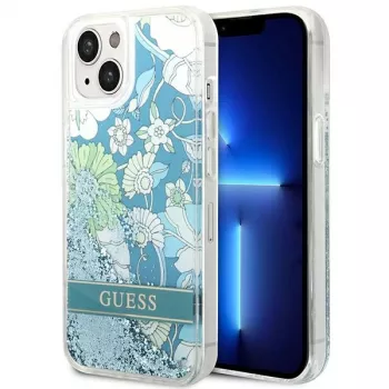 Guess GUHCP14SLFLSN Flower Liquid Glitter Σκληρή θήκη για Apple iPhone 13 / 14 / 15 6,1 inch - πράσινη