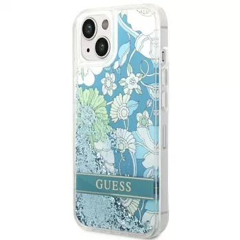 Guess GUHCP14SLFLSN Flower Liquid Glitter Σκληρή θήκη για Apple iPhone 13 / 14 / 15 6,1 inch - πράσινη
