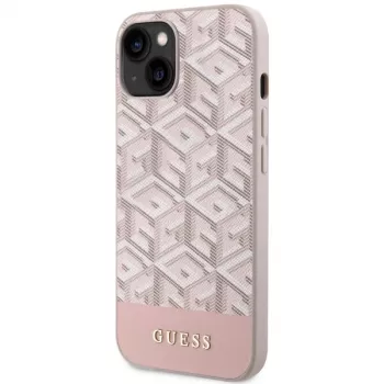 GUESS Σκληρή θήκη για iPhone 13/14/15 ροζ GCube Stripes MagSafe