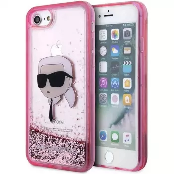 Karl Lagerfeld KLHCI8LNKHCP Σκληρή θήκη Glitter Karl Head για iPhone 7/8/SE 2020/SE 2022, ροζ