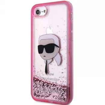 Karl Lagerfeld KLHCI8LNKHCP Σκληρή θήκη Glitter Karl Head για iPhone 7/8/SE 2020/SE 2022, ροζ