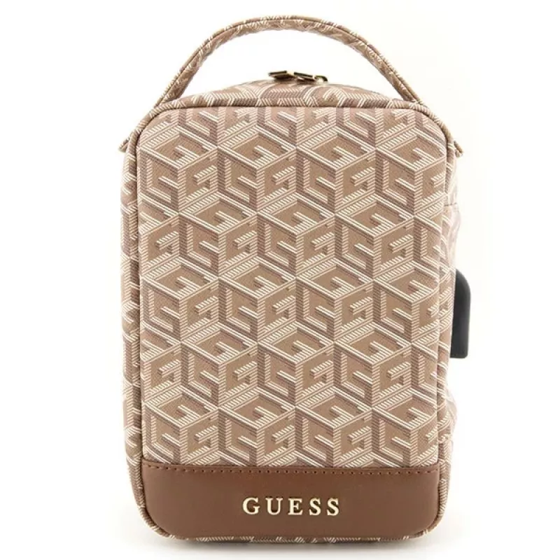 Guess GUHBHGCFSEW Τσάντα οργάνωσης καφέ GCube Stripe