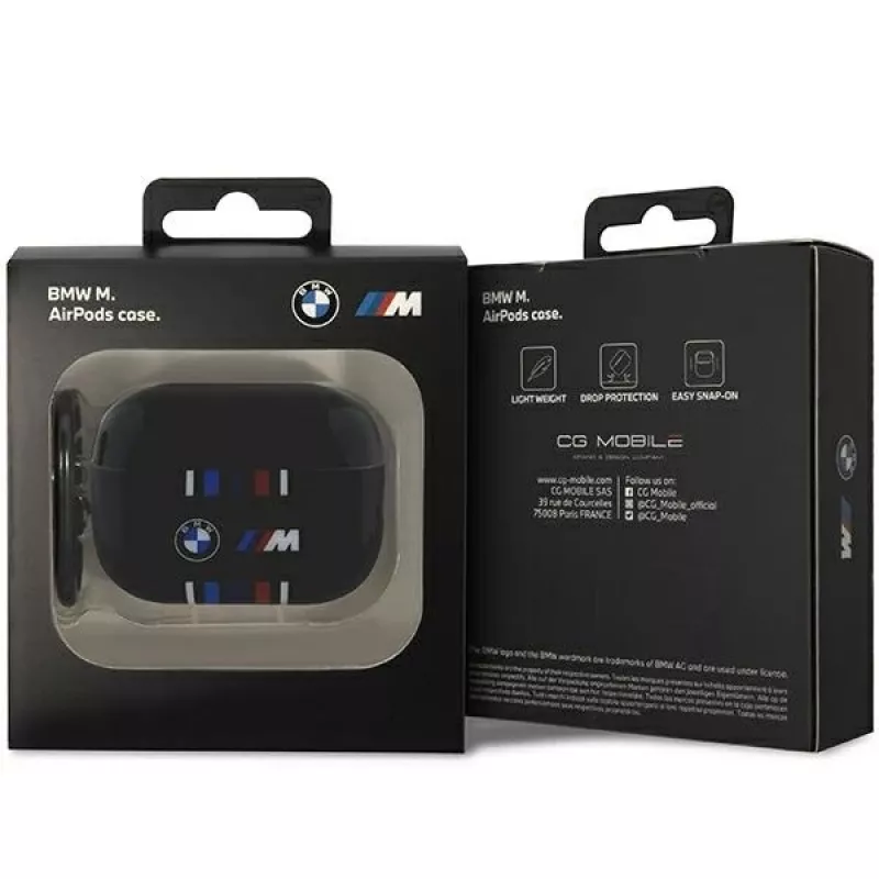 BMW AirPods Pro 2nd Generation Προστατευτικό κάλυμμα μαύρο με σχέδιο M-Stripe