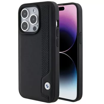 BMW BMHCP15X22RBDK Σκληρή θήκη δέρματος Blue Dots για iPhone 15 Pro Max 6,7 inch μαύρο