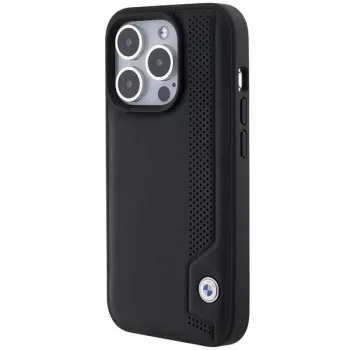 BMW BMHCP15X22RBDK Σκληρή θήκη δέρματος Blue Dots για iPhone 15 Pro Max 6,7 inch μαύρο