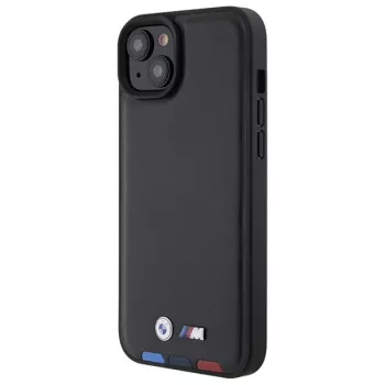 BMW M Collection Δερμάτινο Πίσω Κάλυμμα για iPhone 15 Plus / 14 Plus 6,7 ίντσες - Black Tricolor