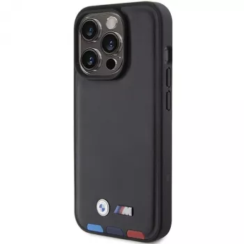 BMW Leather Stamp Tricolor Θήκη για iPhone 15 Pro 6,1 inch μαύρο